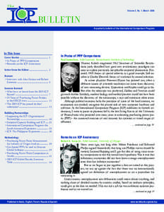 Volume 5, No. 1, MarchBulletin A quarterly bulletin of the International Comparison Program  In This Issue