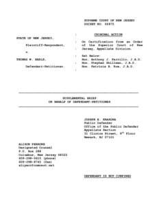 SUPREME COURT OF NEW JERSEY DOCKET NO : CRIMINAL ACTION