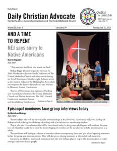 Daily Report  Daily Christian Advocate The Northeastern Jurisdiction Conference of The United Methodist Church Volume 20, Issue 3