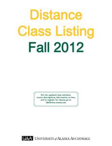 Fall 2012 Distance Class Listing