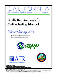 Braille Requirements for Online Testing Manual