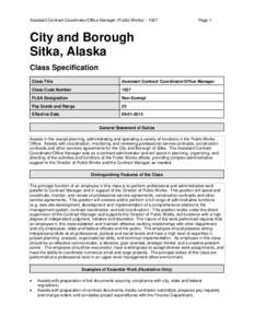 Assistant Contract Coordinator/Office Manager (Public Works) – 1027  Page 1 City and Borough Sitka, Alaska