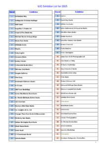ILEC Exhibitor List for 2015 Stand Exhibitor  Stand
