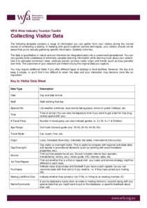 WFA Wine Industry Tourism Toolkit  Collecting Visitor Data The following template contains a range of information you can gather from your visitors during the normal course of conducting a tasting. In keeping with good c