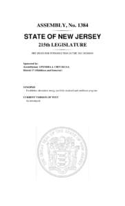 ASSEMBLY, No[removed]STATE OF NEW JERSEY 215th LEGISLATURE PRE-FILED FOR INTRODUCTION IN THE 2012 SESSION