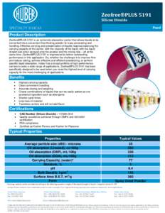 Zeofree PLUS 5191 Silicon Dioxide Food  Product Description