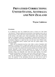 Privatised corrections : United States, Australia and New Zealand