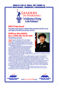 ANA’S 2012 HALL OF FAME & NATIONAL AWARDS PROGRAM