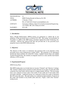 TECHNICAL NOTE TECH NOTE NO: TITLE: AUTHORS: CONTACT: DATE/REV: