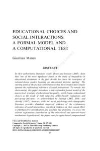 ite  d EDUCATIONAL CHOICES AND SOCIAL INTERACTIONS: