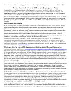 International Association for Ecology & Health  Kunming Position Statement October 2012