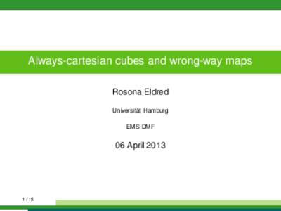 Always-cartesian cubes and wrong-way maps Rosona Eldred Universit¨at Hamburg EMS-DMF  06 April 2013