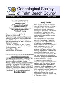 Genealogical Society of Palm Beach County Volume XXXIV Issue 6