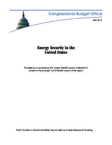 MAY[removed]Energy Security in the United States  Provided as a convenience, this 