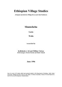 Ethiopian Village Studies (Designed and edited by Philippa Bevan and Alula Pankhurst) Shumsheha Lasta Wollo