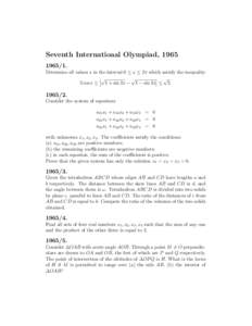 Seventh Internatioaal Olympiad, [removed]Determine all values x in the interval 0 ≤ x ≤ 2π which satisfy the inequality ¯√ ¯ √