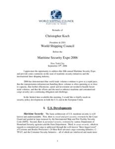 Microsoft Word - NY Maritime Security Expo Remarks.  Sept. 2006