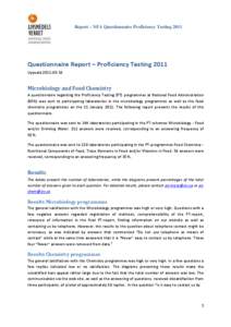 Report – NFA Questionnaire Proficiency Testing[removed]Questionnaire Report – Proficiency Testing 2011 Uppsala[removed]Microbiology and Food Chemistry
