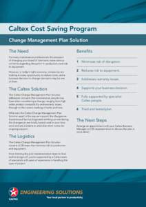 Caltex Cost Saving Program Change Management Plan Solution The Need Benefits
