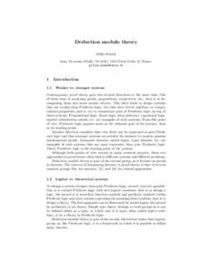 Deduction modulo theory Gilles Dowek Inria, 23 avenue d’Italie, CS 81321, 75214 Paris Cedex 13, France.   1