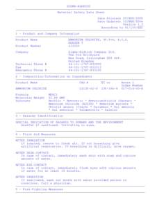 SIGMA-ALDRICH Material Safety Data Sheet Date Printed: 29/APR/2005 Date Updated: 12/MAR/2004 Version 1.3 According toEEC