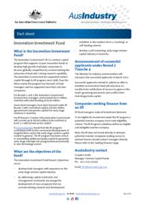 Innovation Investment Fund (IIF) - Fact Sheet