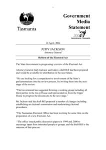 1  Government Media Statement 14 April, 2004