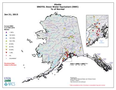 Alaska SNOTEL Snow Water Equivalent (SWE) % of Normal Barrow  Jan 31, 2015