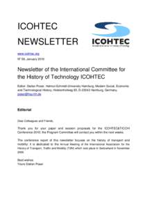 ICOHTEC NEWSLETTER www.icohtec.org No 58, JanuaryNewsletter of the International Committee for