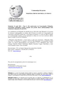Wikipédia prend Montréal - Communiqué de presse2