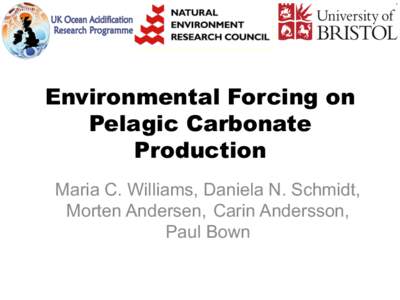 Environmental Forcing on Pelagic Carbonate Production	
   Maria C. Williams, Daniela N. Schmidt, Morten Andersen, Carin Andersson, Paul Bown	
  