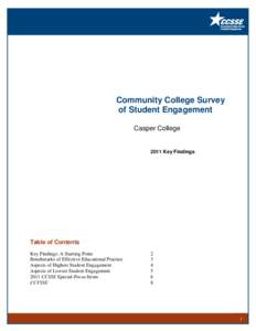Community College Survey of Student Engagement Casper College 2011 Key Findings