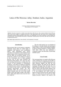 Limnological Review–16  Lakes of Río Horcones valley, Southern Andes, Argentina Dariusz Borowiak University of Gdańsk, Department of Limnology, Dmowskiego 16a, 80–264 Gdańsk