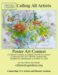 Calling All Artists  Wildflowers and Butterflies. Alissa Siegal, 2015. Winner, 2016 Historic Gardens Day Poster Art Contest Poster Art Contest