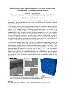 Understanding of the Relationship between Electrode Structure and Electrochemical Performance in Li Ion Batteries Chun Huang a, Patrick S. Grant a a Department of Materials, University of Oxford, Parks Road, Oxford OX1 3