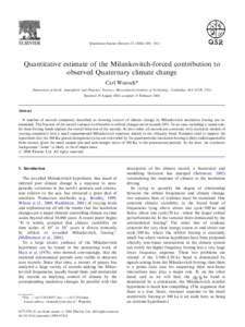 ARTICLE IN PRESS  Quaternary Science Reviews–1012 Quantitative estimate of the Milankovitch-forced contribution to observed Quaternary climate change