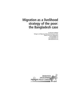 Migration as a Livelihood Strategy of the Poor: the Bangladesh Case