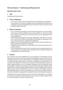 FIG Commission 5 – Positioning and Measurement Work Plan 2007–[removed]Title