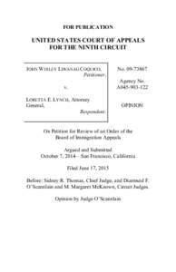 FOR PUBLICATION  UNITED STATES COURT OF APPEALS FOR THE NINTH CIRCUIT  JOHN WESLEY LIWANAG COQUICO,