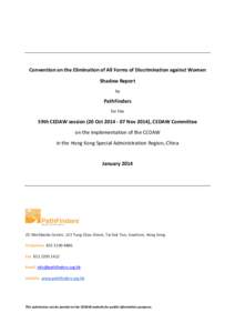 Convention on the Elimination of All Forms of Discrimination against Women Shadow Report by PathFinders for the
