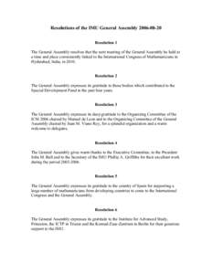 Resolutions of the IMU General Assembly[removed]
