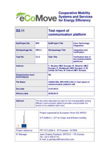 Cooperative Mobility Systems and Services for Energy Efficiency D2.11  Test report of