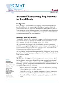 Alert  December 2014 Increased Transparency Requirements for Local Bonds