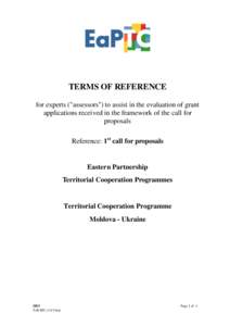 TERMS OF REFERENCE for experts (