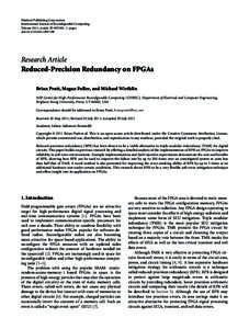Hindawi Publishing Corporation International Journal of Reconfigurable Computing Volume 2011, Article ID[removed], 12 pages doi:[removed][removed]Research Article