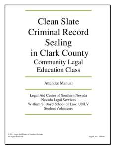 Clean Slate Criminal Record Sealing in Clark County Community Legal Education Class