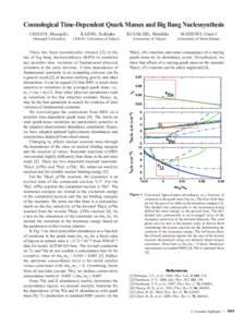 Cosmological Time-Dependent Quark Masses and Big Bang Nucleosynthesis CHEOUN, Myung-Ki. (Soongsil University) KAJINO, Toshitaka