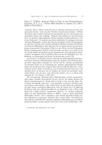 Plekos 6,2004,11–19 – http://www.plekos.uni-muenchen.de/2004/robrien.pdf  11 Maeve C. O’Brien: Apuleius’ Debt to Plato in the Metamorphoses. Lewiston, N. Y. u. a. : MellenStudies in Classics 21), 139 S.
