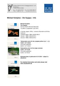 Michael Kempkes – Die Guppys – Info  Michael Kempkes The Guppies Die Neue Brehm-Bücherei Band 662 1st edition in preparation (July 2010)