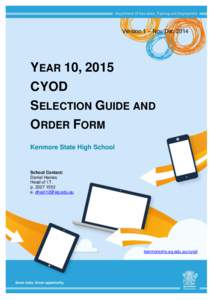 Version 1 – Nov/Dec[removed]YEAR 10, 2015 CYOD SELECTION GUIDE AND ORDER FORM